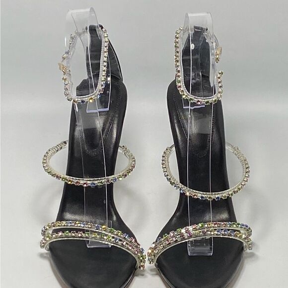 Alexandre Birman Dolores 100 Black & Sparkling Straps Sandal size 38 - Picture 4 of 12
